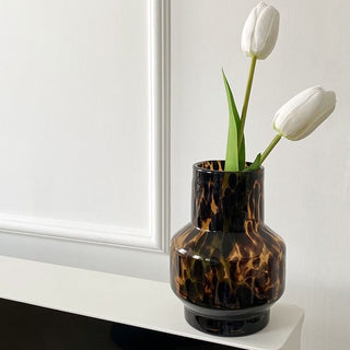 Leopard print glass flower vase