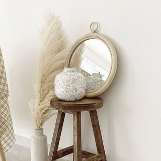 Round-shaped Hanging Rattan Mirror Natural