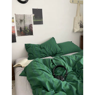 Green and Blue Stripe Duvet Cover Set