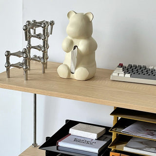 Bear motif ceramic tissue case