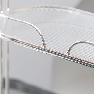 Clear Silver Stripe Pattern Oval Storage Rack