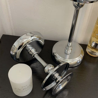 Metallic Silver Candle Holder   in 3 Sizes