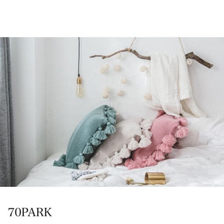Tassel Pom-Pom Knit Cushion Cover