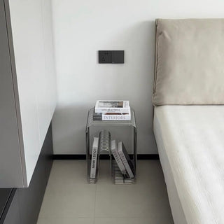 Silver Metal N-type Storage Rack Side Table Magazine Rack Wire