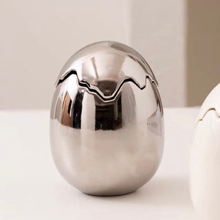 Egg motif ceramic trinket box egg storage
