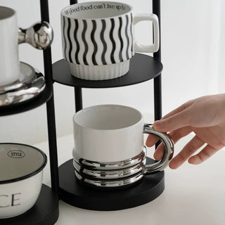 Iron Frame Tier Storage Display Rack  with Cup Holder