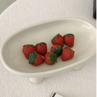 Footed Ceramic Oval Tray Plate