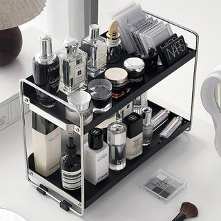 Iron Silver Frame Two-Tier Cosmetic Storage Rack