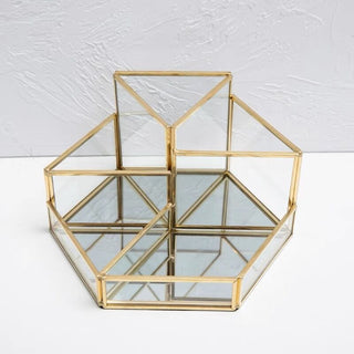 Hexagonal Gold Frame Clear Brush Stand