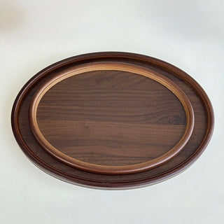 Oval-shaped simple retro wood trayin 2 sizes for storage small item holder perfume storage.