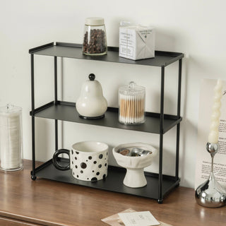 Stainless steel black painted three-tier display rack storage