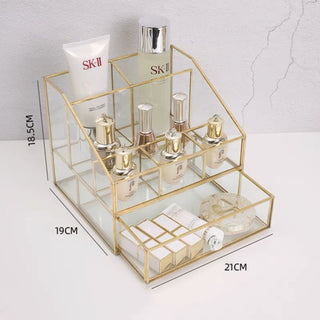 Gold Clear Cosmetic Storage Drawer Set of 2