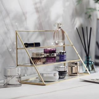 Gold Frame Clear Three-Tier Cosmetic Storage Rack