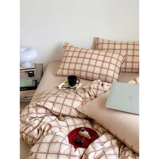 Orange Mix Check Pattern Duvet Cover Set 2 Sizes  All Seasons