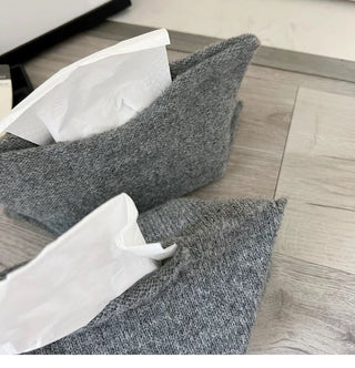 Gray Simple Knit Tissue Case Tissue Cover