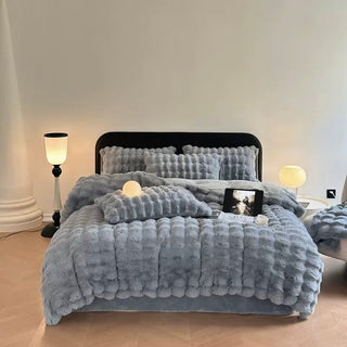 Blue Gray Fluffy and Soft Duvet Cover Set 2 Sizes  Bed Cover Bedding Cover