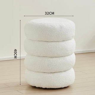 Boucle Round Four-Tier Stool Ottoman Height 40cm