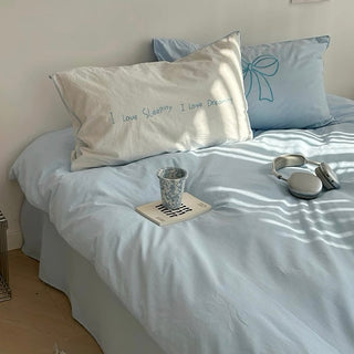 Piping Embroidery Washed Cotton Duvet Cover Set  Bed Cover