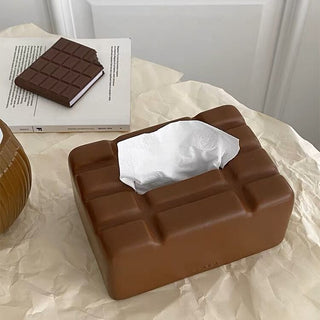 Ceramic plate chocolate motif tissue case