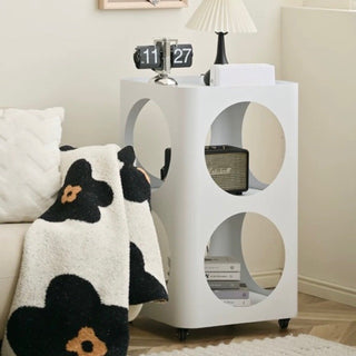 Castered Three-Tier Iron Side Table with Holes