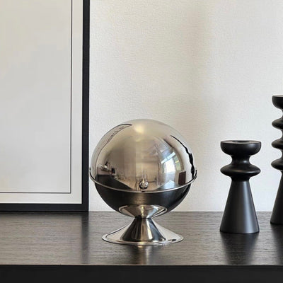 Stainless steel spherical tabletop bin with lid small item container dustbin trash can
