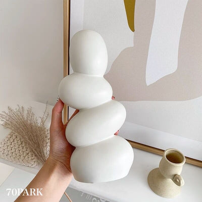 Unique motif white flower vase