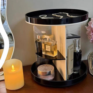 360 Degree Rotating Acrylic Round Cosmetic Storage Rack Makeup and Perfume Storage Tray