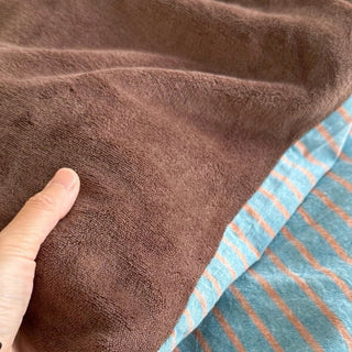 Blue Brown Pin Stripe Cotton Fleece Winter Duvet Cover Set