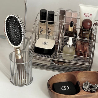Steel Mesh Drawer Cosmetic Storage Multi-Rack Silver