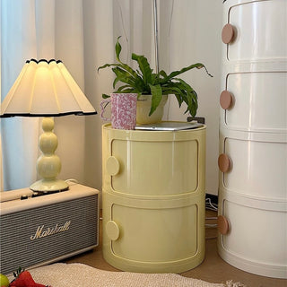 Round Two-Tier Storage Cylindrical Rack Side Table