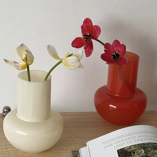 Red Glass Flower Vase