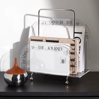 Portable Clear Acrylic Magazine Rack Storage