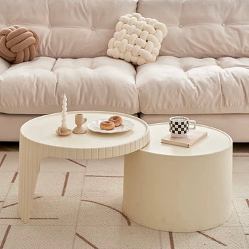 Ivory Round Side Table Nesting Table Storage