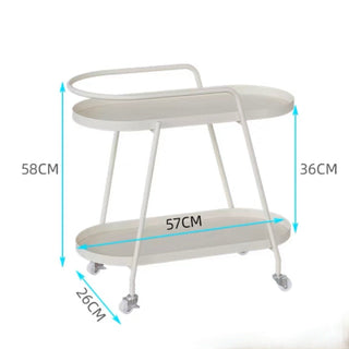 Oval-shaped storage wagon with castersin  side table