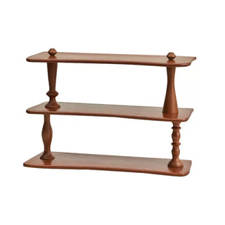 Natural Wood Three-Tier Storage Display Rack Brown