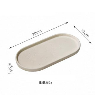 Natural Ceramic Oval Accessory Tray Small Item Holder Plate Tray for Bathroom Sink