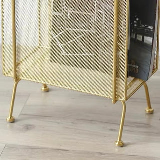 Iron Mesh Storage Magazine Rack Side Table