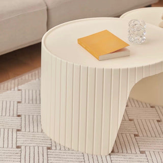 Ivory Round Side Table Nesting Table Storage