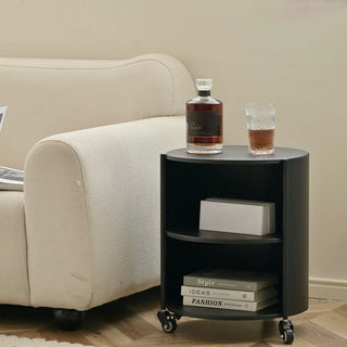 Castered Iron Cylindrical Two-Tier Side Table