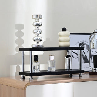 Silver Frame Monotone Two-Tier Display Rack  Storage