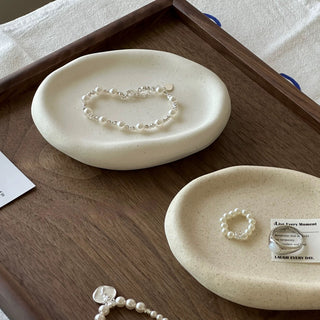 Plump Ceramic Oval Accessory Tray   Small Item Holder Plate Tray