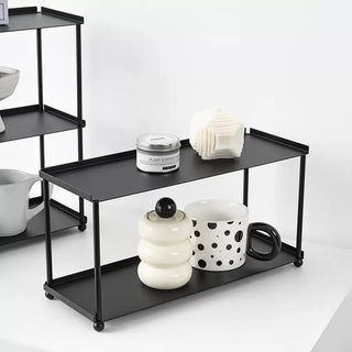 Stainless steel black painted two-tier display rack storage