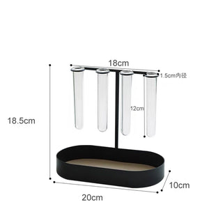 Single flower vase with test tube storage tray