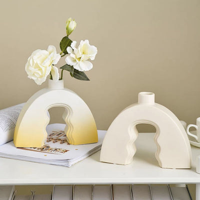 Arch Wave Ceramic Flower Vase   6 types