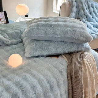Light Blue Fluffy and Soft Duvet Cover Set  Bed Cover Bedding Cover
