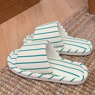 Striped Open Toe Soft Room Shoes  Indoor Slippers