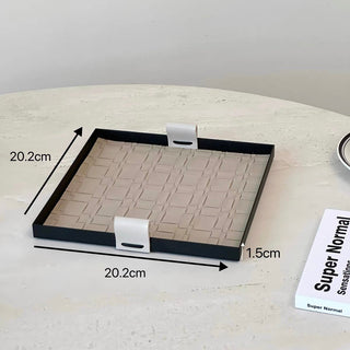 Tray with handle iron woven leather 4 types