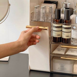 Extra Large Capacity Monotone Metallic Cosmetic Storage Box  All-in-One
