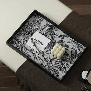 Monochrome Jacquard Square Tray  Storage Accessory Tray