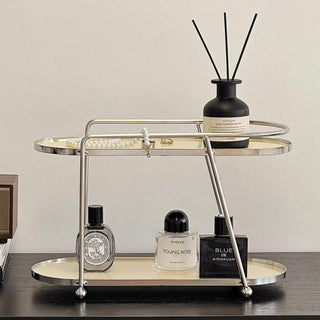 Silver Frame Oval Two-Tier Storage Rack